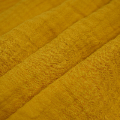 Βαμμένο νήμα 130GSM κίτρινο Crepe Crinkle υφάσματος γάζας το διπλό ύφασμα γάζας