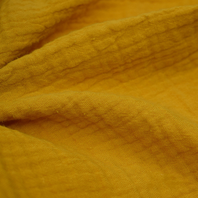 Βαμμένο νήμα 130GSM κίτρινο Crepe Crinkle υφάσματος γάζας το διπλό ύφασμα γάζας